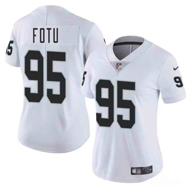 Women's Las Vegas Raiders #95 Leki Fotu White 2025 Vapor Stitched Jersey(Run Small)